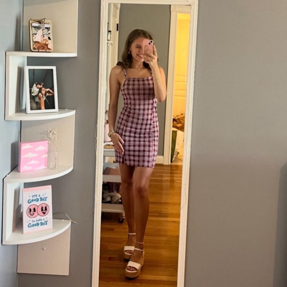Plaid Mauve Tank Dress